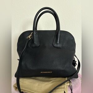 Burberry black leather Greenwood bowling style bag